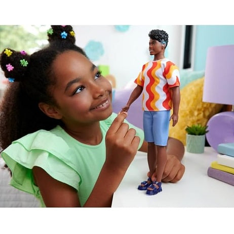 Barbie Fashionistas Ken Doll With Hearing Aids Wearing An Orange Shirt & Jelly Shoes by Mattel