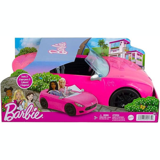 Barbie Toy Car, Bright Pink Doll-Sized Convertible with 2 Seats by Mattel