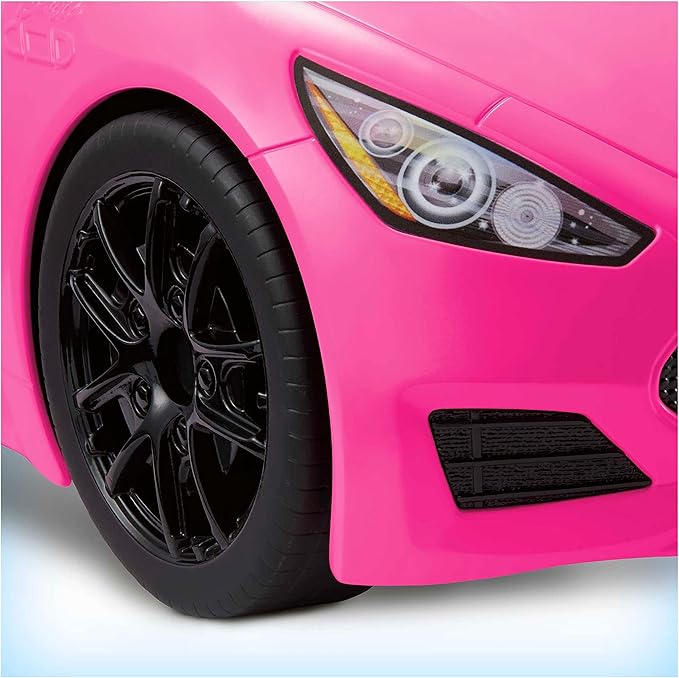 Barbie Toy Car, Bright Pink Doll-Sized Convertible with 2 Seats by Mattel