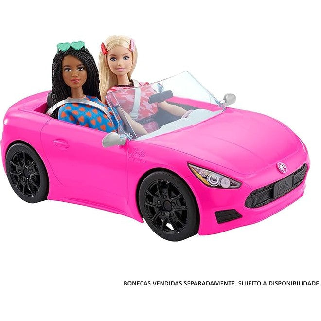 Barbie Toy Car, Bright Pink Doll-Sized Convertible with 2 Seats by Mattel
