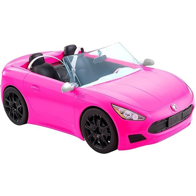 Barbie Toy Car, Bright Pink Doll-Sized Convertible with 2 Seats by Mattel