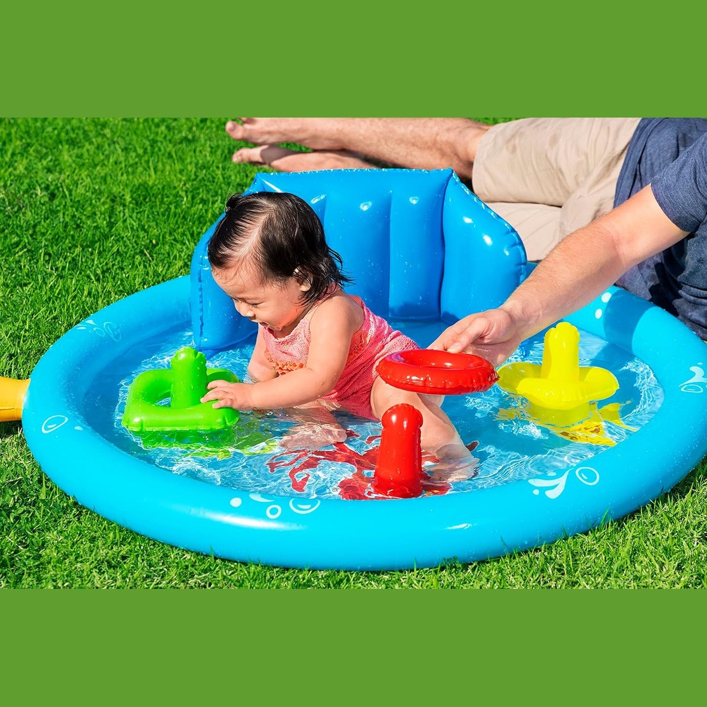 Bestway Seashapes Splash Pad Sensory Baby Water Pool with Backrest, Sunshade, and Playset by BESTWAY