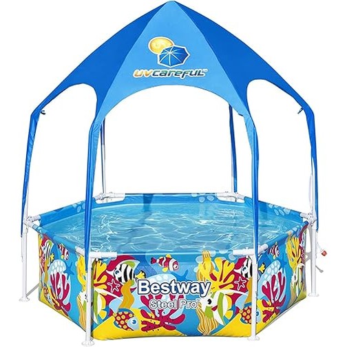 Bestway Steel Pro Above Ground Pool with Sun Shade by BESTWAY