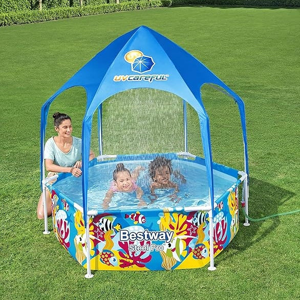 Bestway Steel Pro Above Ground Pool with Sun Shade by BESTWAY