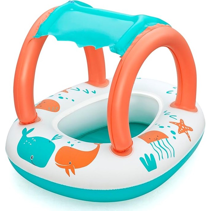 Bestway UV Care Comfort Plush Shaded Baby Boat Sea Animals 84X67cm by BESTWAY