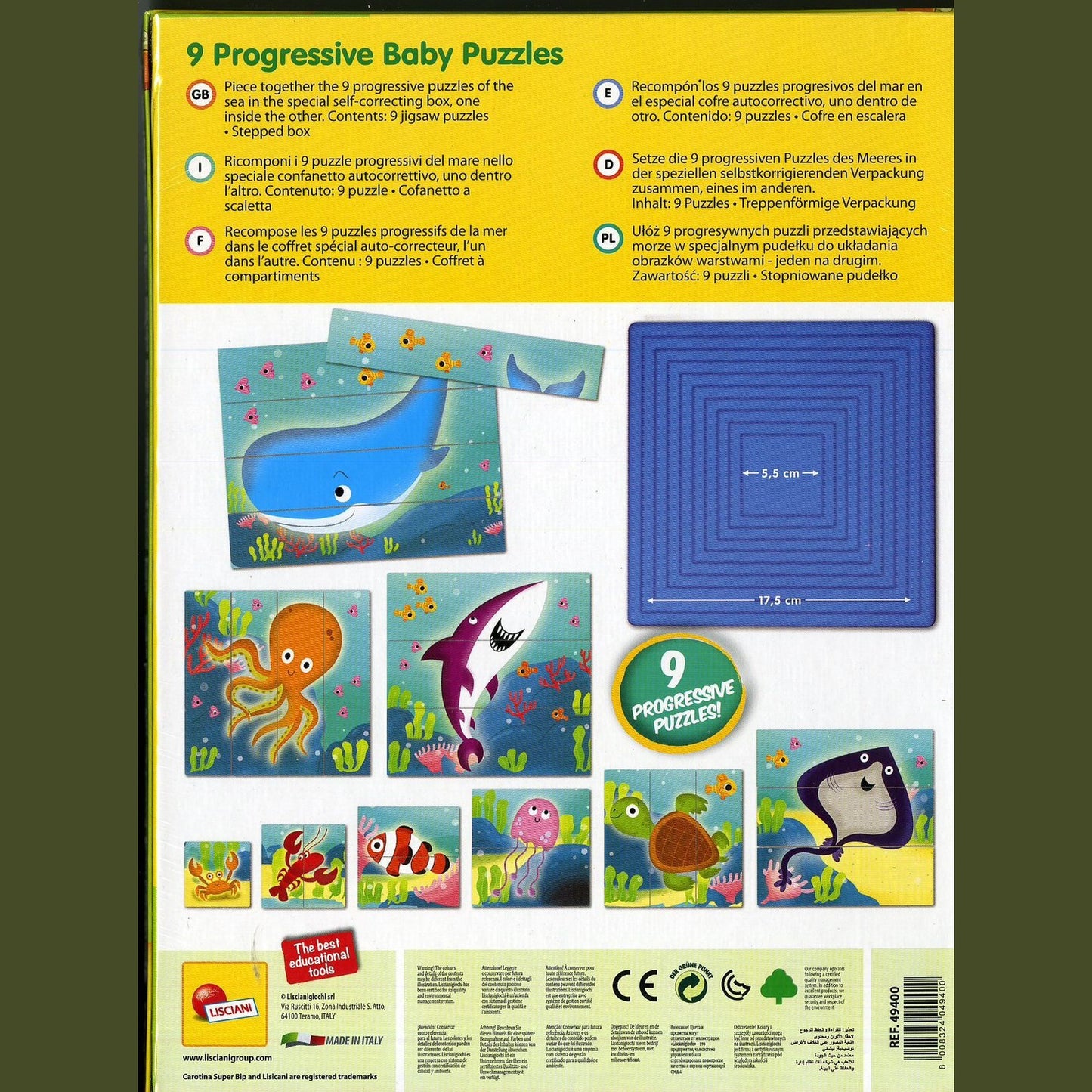 CAROTINA BABY 9 PUZZLES PROGRESSIVE THE SEA by Lisciani