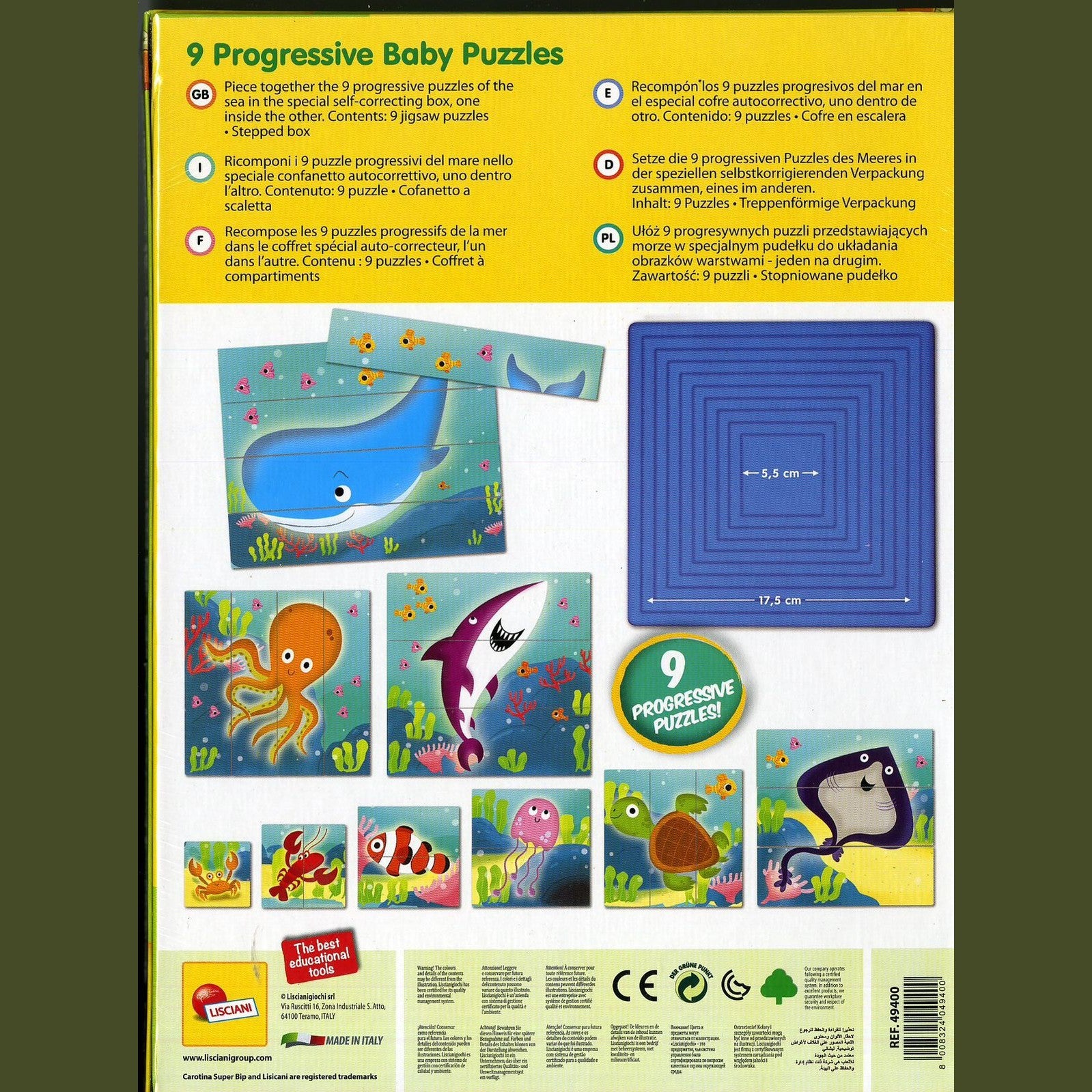 CAROTINA BABY 9 PUZZLES PROGRESSIVE THE SEA by Lisciani
