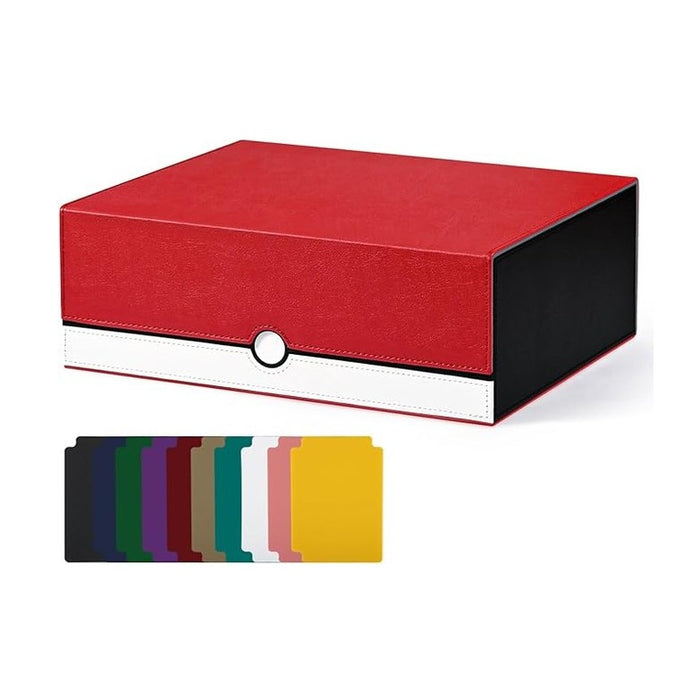 Card Storage Box for Trading Cards, 1800+ PU Leather Commander Card Deck Case, Magnetic Closure Card Holder Fits for Magic Game Cards (Red&White)