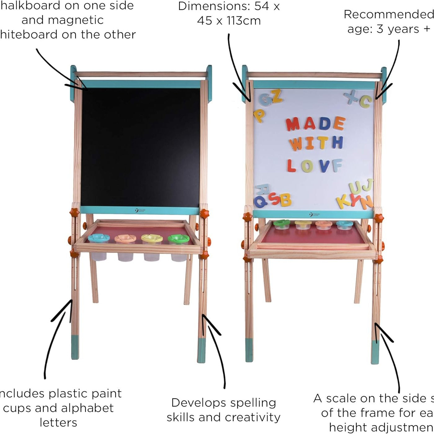 Classic World Wooden Double-Sided Multi-Functional Art Easel by Classic World