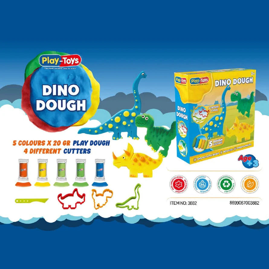 Dino Dough Set - 5 Colours & Dinosaur Cutters