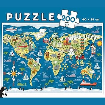 Educa - World Map, Sean Sims, 200 Piece Children's Puzzle by Educa