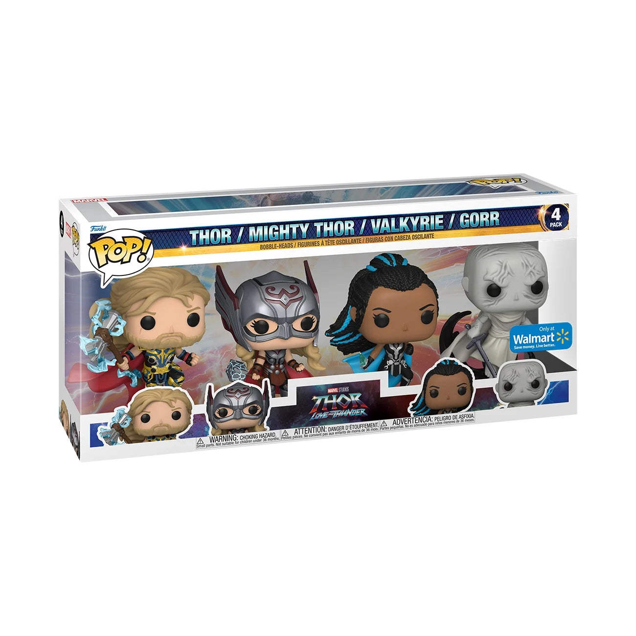 FUNKO POP Thor, Mighty Thor, Valkyrie & Gorr US Exclusive Pop! 4-Pack by FUNKO POP!