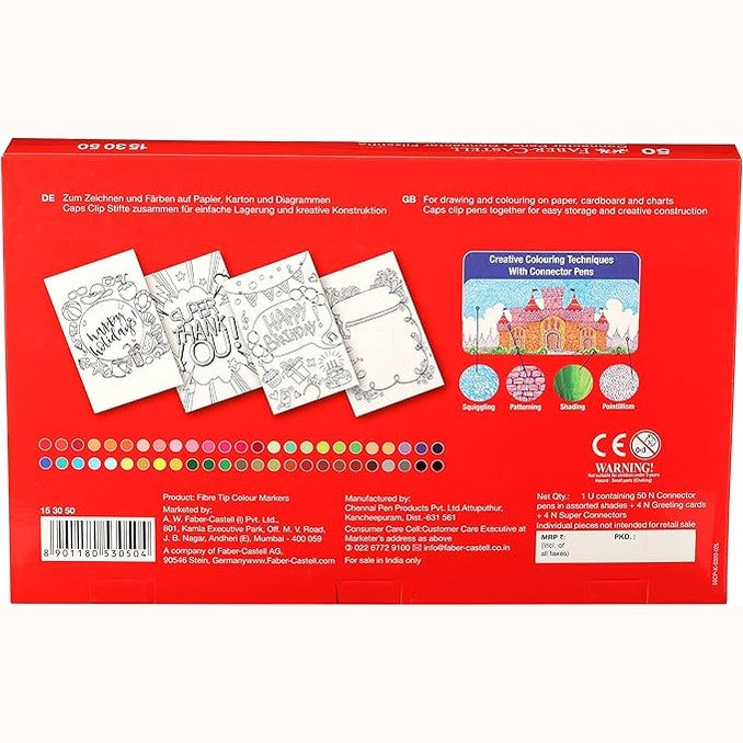 Faber Castell Connector Pens, Multicolor - Pack of 50 by Faber-Castell