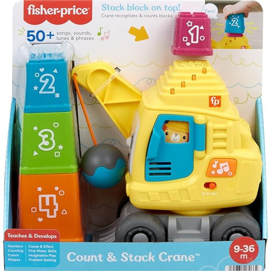 Fisher-Price Baby & Toddler Learning Toy Count & Stack Crane with Blocks by Fisher-Price