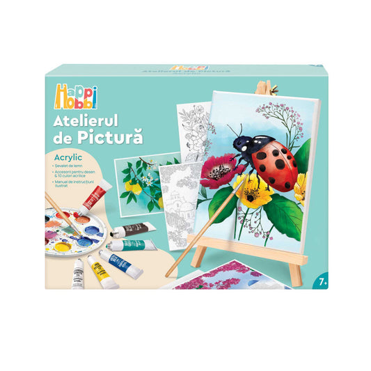 HappiHobbi Painting Workshop Acrylic Drawing Set With Wooden Easel by HappiHobbi