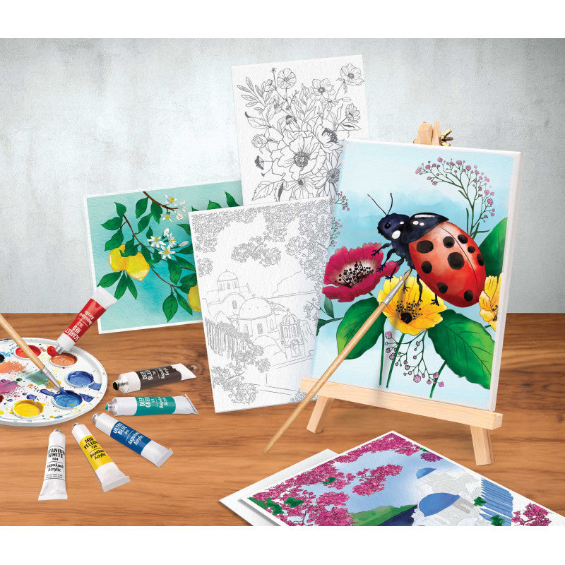HappiHobbi Painting Workshop Acrylic Drawing Set With Wooden Easel by HappiHobbi