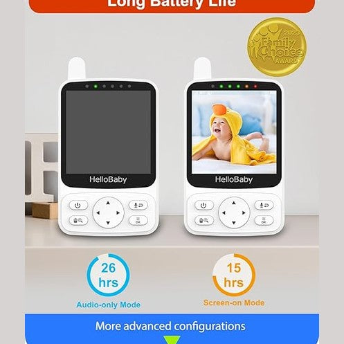 HelloBaby WiFi-Free Baby Monitor with Voice-Activated Night Vision by HelloBaby