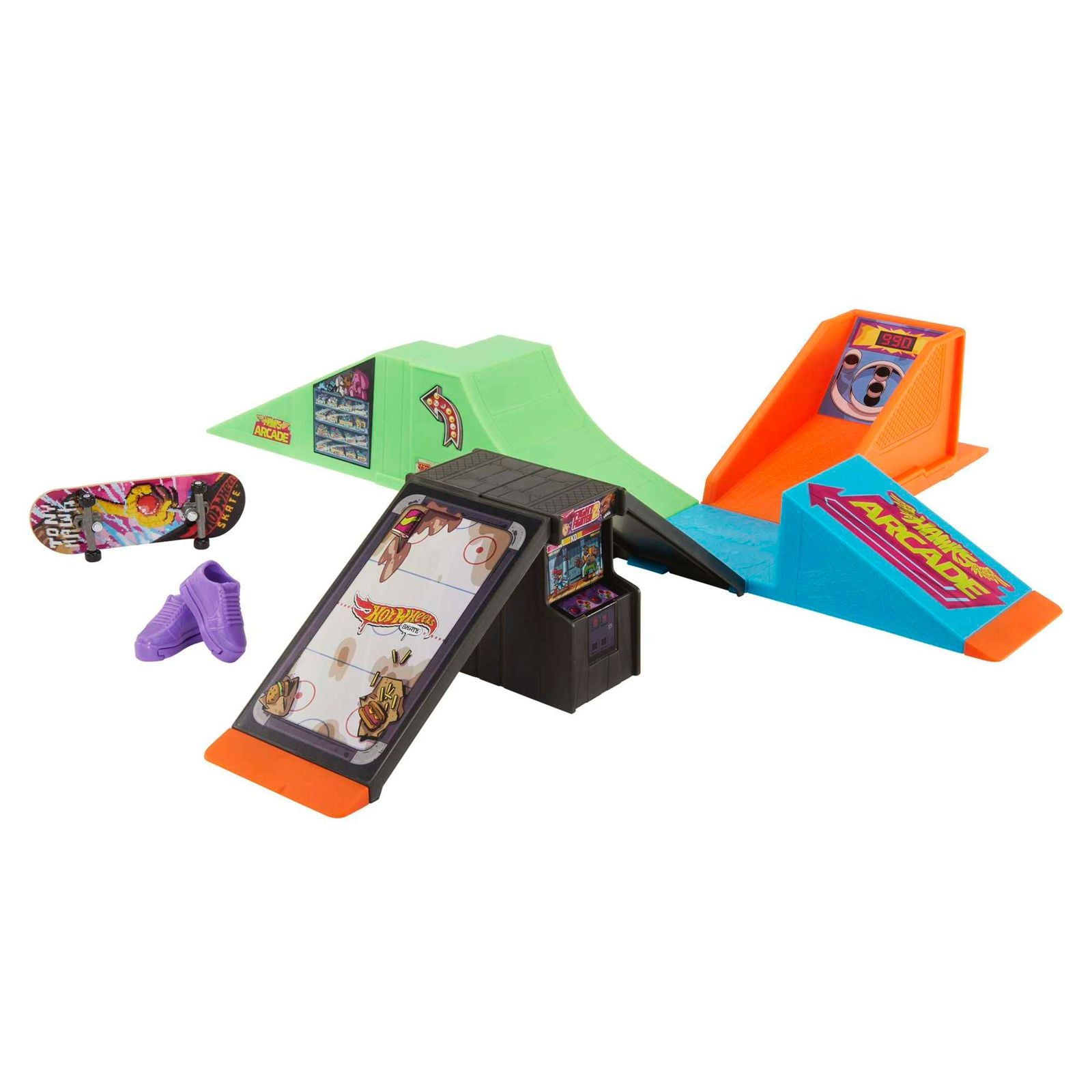 Hot Wheels Skate Set Tony Hawk Signature Fingerboard Skateboard Stunt Set with Shoes by Mattel