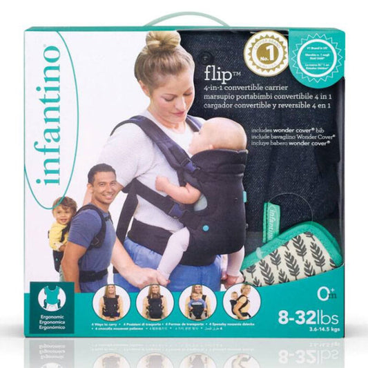 Infantino Flip 4 in 1 Convertible Carrier (Black Denim) by Blue Box Kids