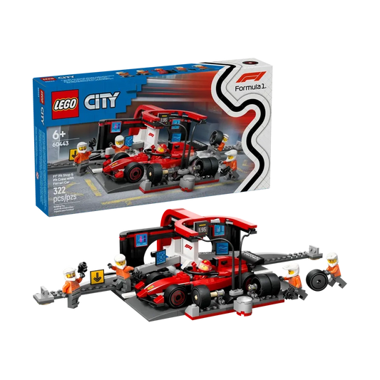 LEGO F1 Pit Stop & Pit Crew with Ferrari Car (60443) by LEGO