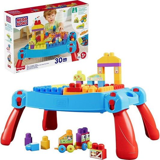 MEGA BLOKS First Builders Toddler Blocks Toy, Build ‘n Learn Portable Activity Table by Mattel