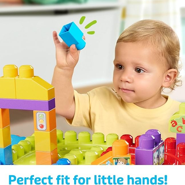 MEGA BLOKS First Builders Toddler Blocks Toy, Build ‘n Learn Portable Activity Table by Mattel