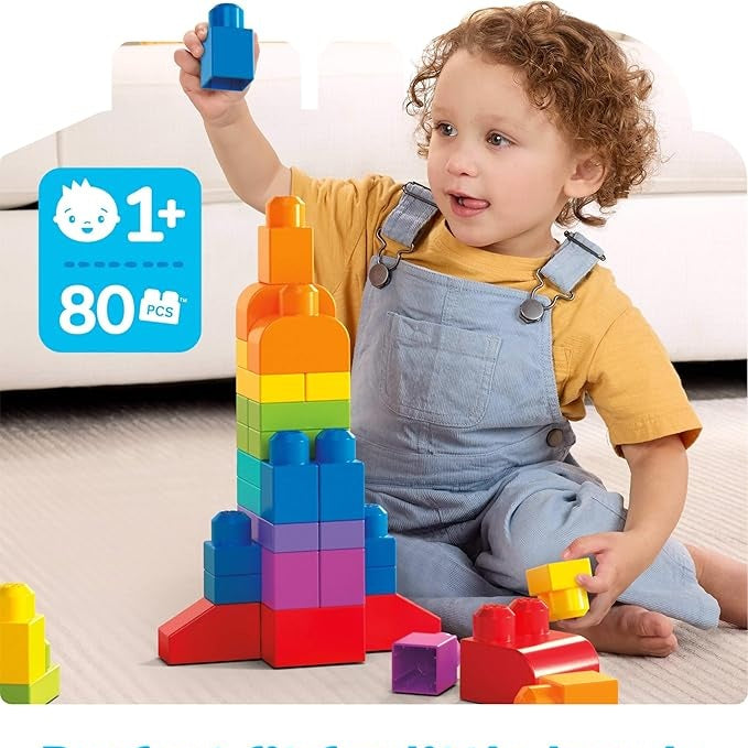 MEGA BLOKS First Builders Toddler Blocks Toys Set (80PCS) by Mattel