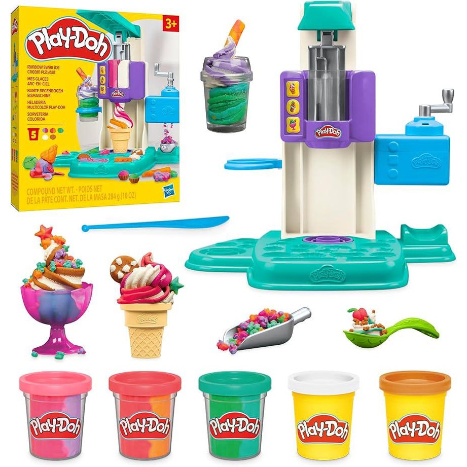 PLAY DOH RAINBOW SWIRL ICE CREAM PLAYSET by Hasbro