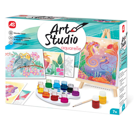 Painting Workshop Aquarelle Drawing Set With Wooden Easel by AS Art