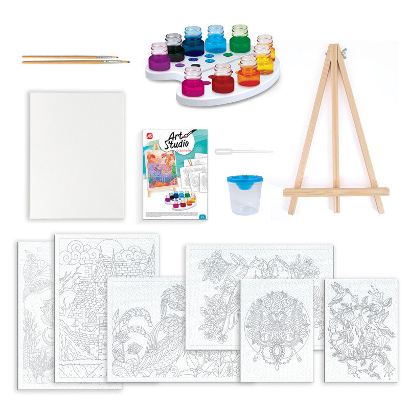 Painting Workshop Aquarelle Drawing Set With Wooden Easel by AS Art