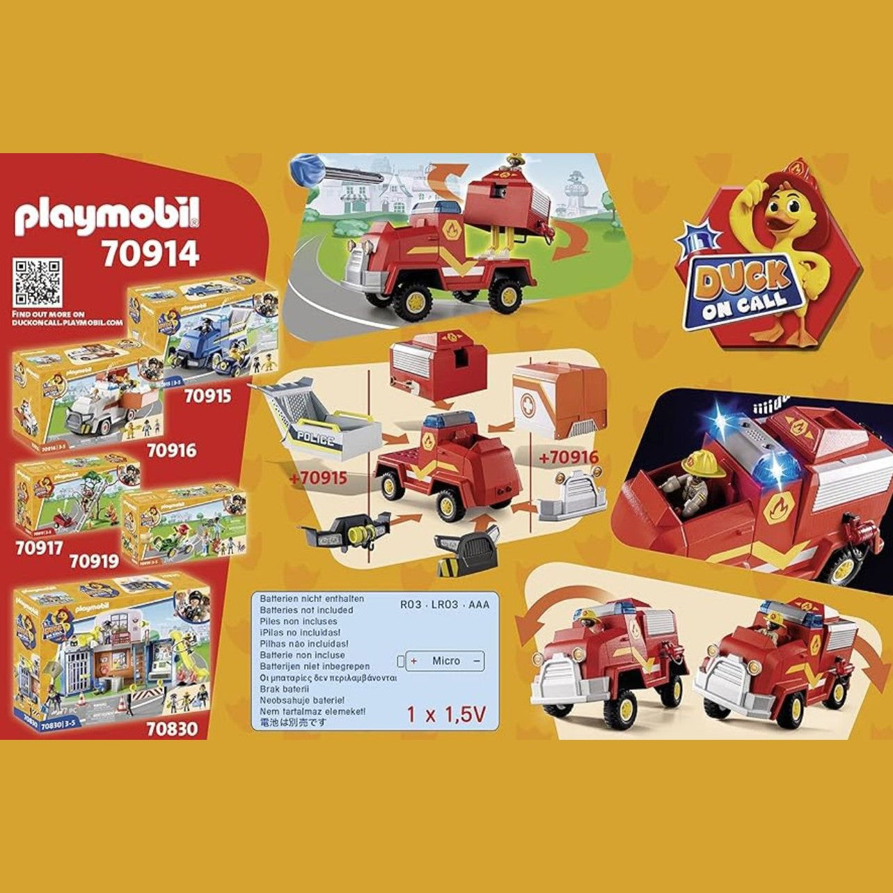 Playmobil Duck On Call Fire Brigade Emergency Vehicle (70914) by Playmobil