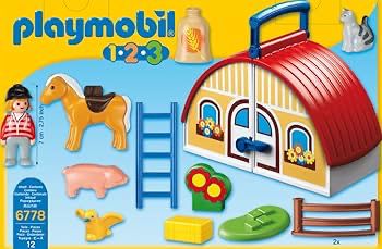 Playmobil 1 2 3 Take Along Barn, Multi Color (70180)