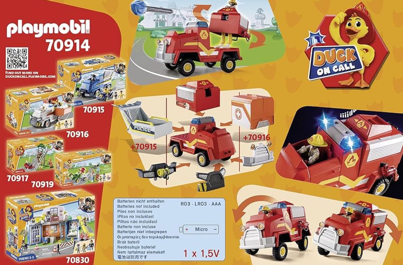 Playmobil Duck On Call  Fire Brigade Emergency Vehicle (70914)