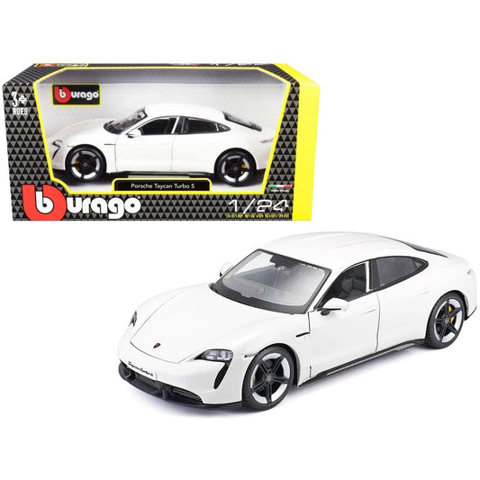 Porsche Taycan Turbo S White 1/24 Diecast Model Car by Bburago by Burago