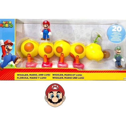SUPER MARIO - Wiggler Mario and Luigi with Bonus Sticker by JAKKS Pacific