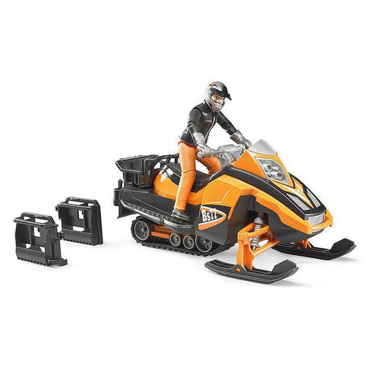 Snowmobil with driver and accessories by Bruder