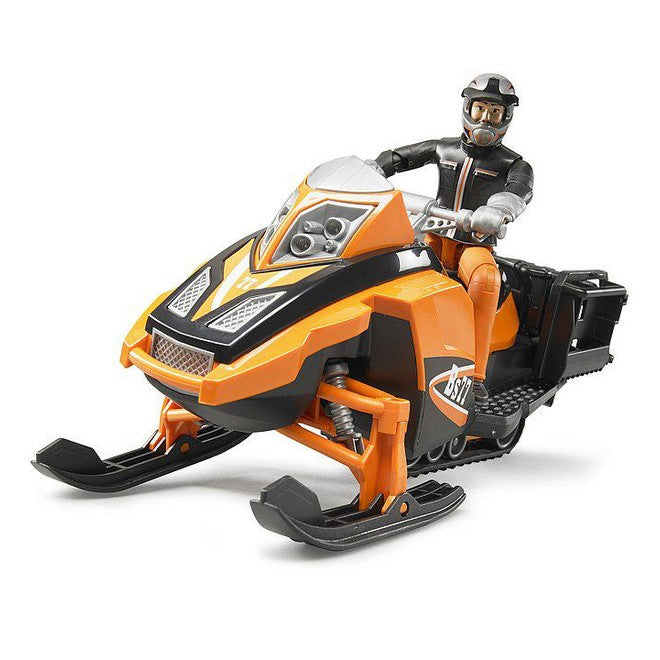 Snowmobil with driver and accessories by Bruder