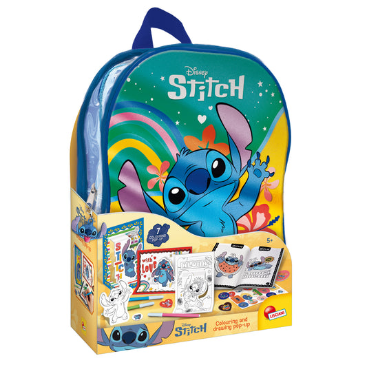 Stitch Colouring And Drawing Pop Up In A Backpack by Lisciani