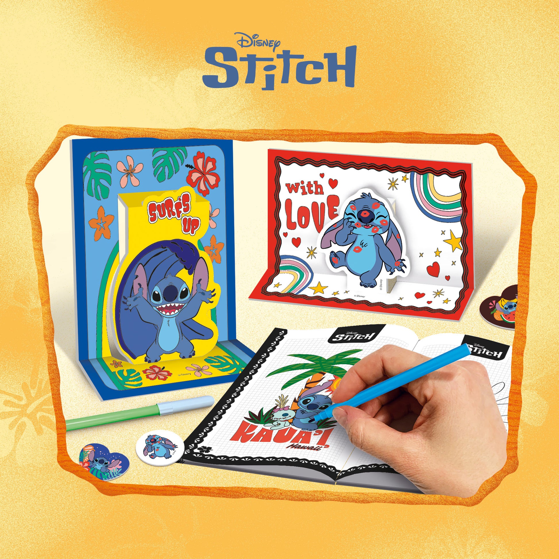 Stitch Colouring And Drawing Pop Up In A Backpack by Lisciani