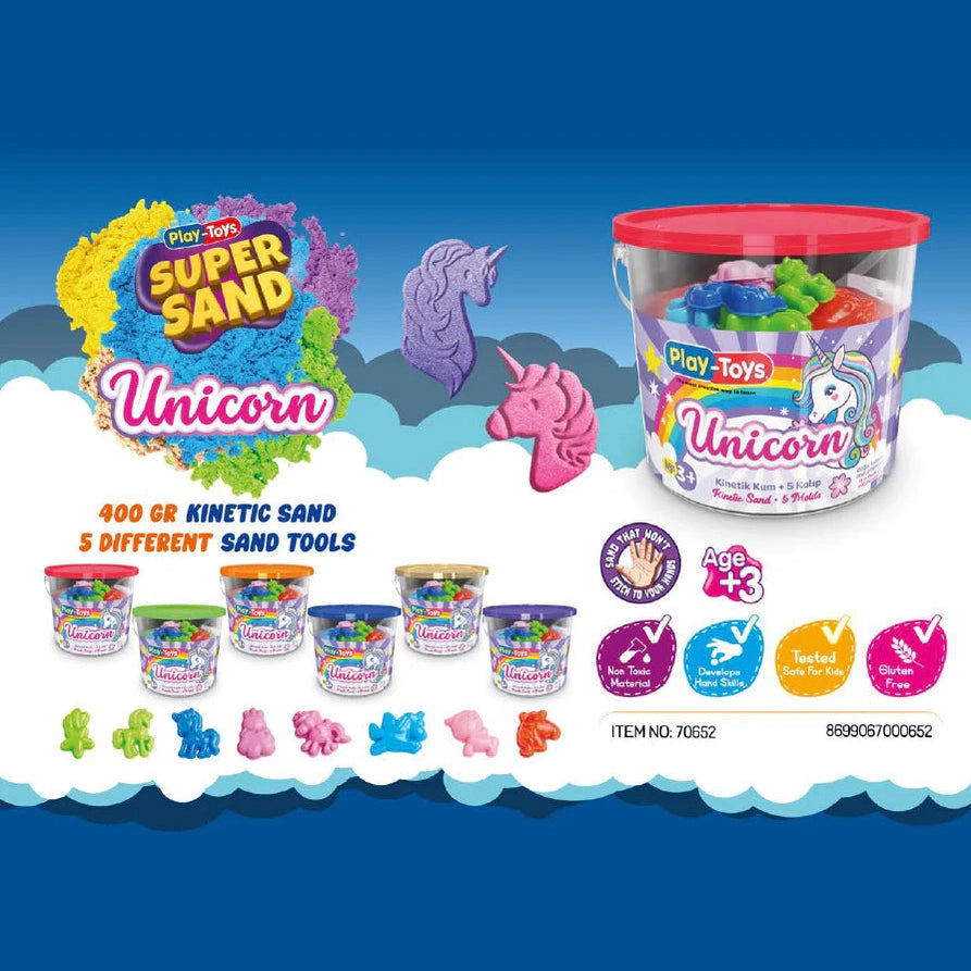 Super Sand Unicorn Bucket - 400g Kinetic Sand with Unicorn Moulds