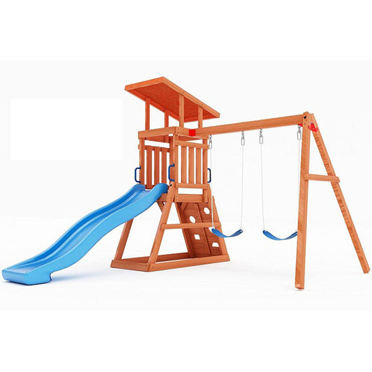 Adventure Wood Swing & Slide With Climbing Wall