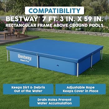 Bestway Flowclear Above Ground Rectangular Pool Cover 2.21x1.25 by Bestway