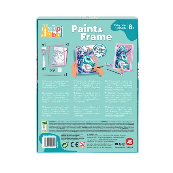 HAPPIHOBBI PAINT & FRAME PAINT BY NUMBERS FAIRYTALE UNICORN by NEW LAND